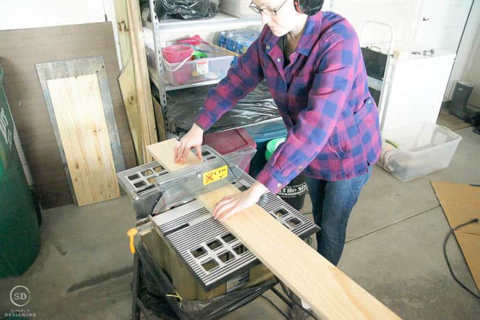 cut wood to make floating shelves