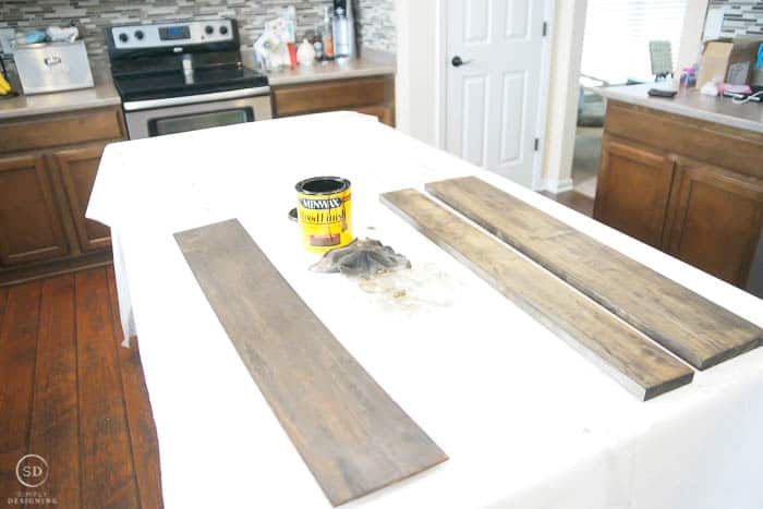 stain boards for diy floating shelves