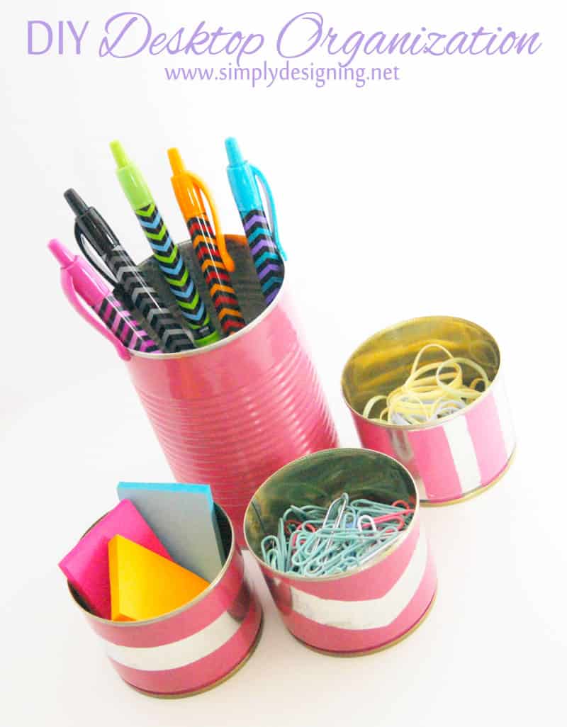 $1 DIY Desktop Organization | for less then $1 you can DIY your own cute desktop accessories