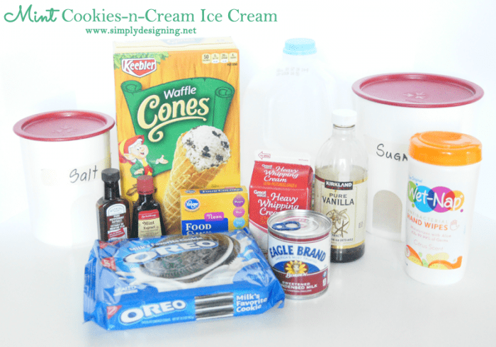 Ingredients for Mint Cookies and Cream Ice Cream