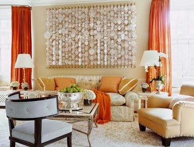 Jeffrey Bilhuber Orange Curtains1 Adding Color without Paint: Interior Design Wednesday 9