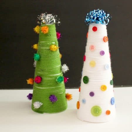 Yarn Wrapped Christmas Trees {Kid Craft}