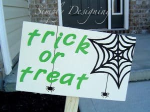 Trick1 PB Knock-off Halloween Wooden Signs 8 candy corn decorations