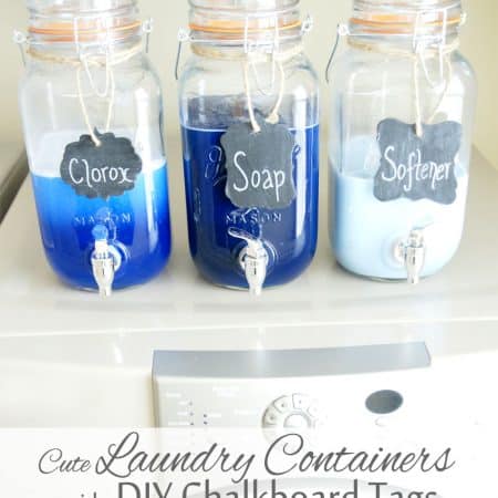 Mason Jar Laundry Soap Containers with DIY Chalkboard Tags