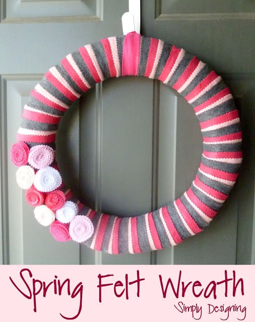 felt wreath pink grey spring 01a1 | Simple Spring Felt Wreath | 23 | summer hoop wreath
