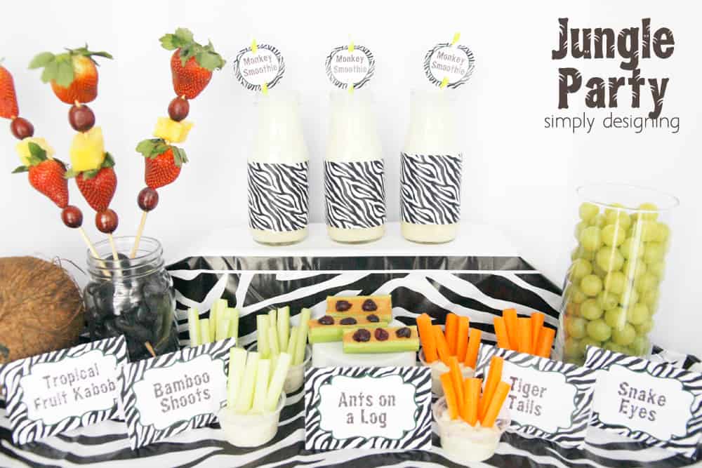 jungle+party+51 | Jungle Party + Monkey Smoothie Recipe + { Free Printables} #junglefresh #shop | 23 | summer dinner party idea