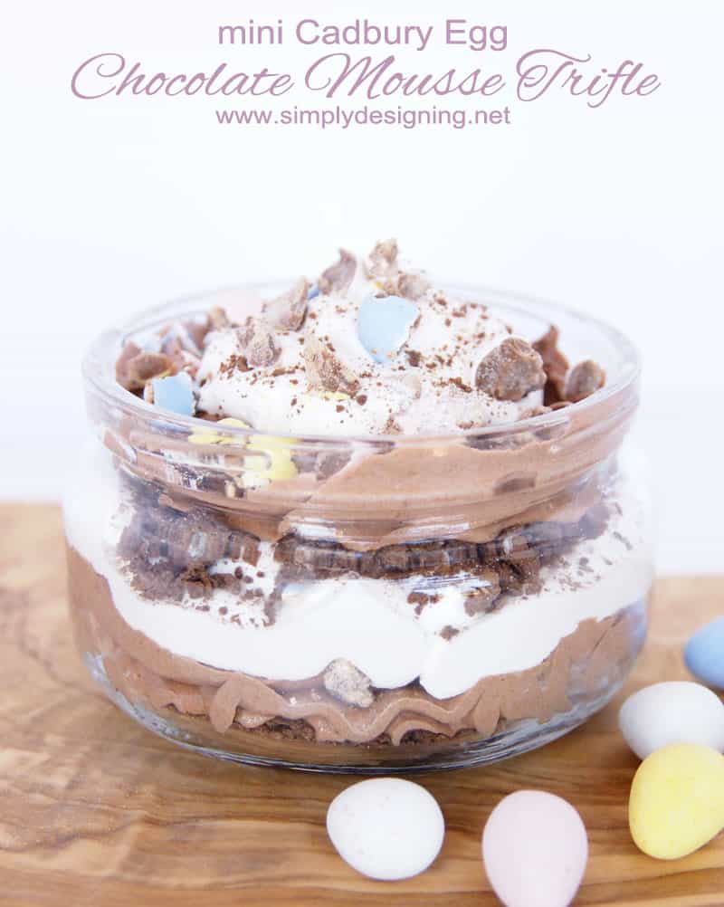 mini Cadbury Egg Chocolate Mousse Trifle | a perfect Easter or Spring Dessert 