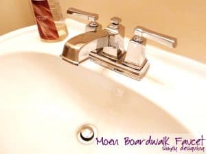 moen+boardwalk+faucet+installed1 How to Install a New Bathroom Faucet in a Pedestal Sink #MoenDIYer 2