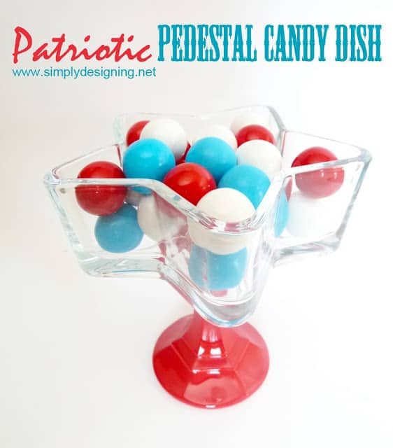 Patriotic Pedestal Candy Dish - perfect candy dish for the 4th of July and so simple to make!!