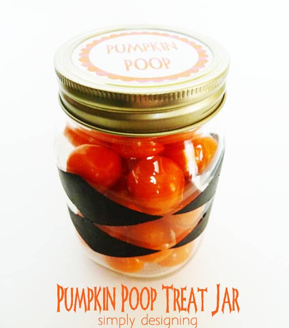 Pumpkin Poop Treat Jar | #halloween #pumpkin #treats #diy #shapetape | at Simply Designing