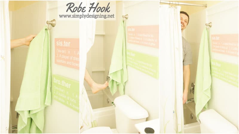 robe+hook+collage+11 How to Install New Bathroom Fixtures: Final Update on the Kid's Bathroom 32 DIY Floating Shelves