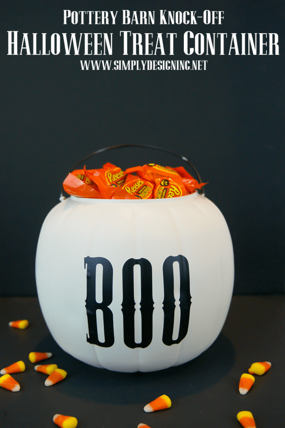 Pottery Barn Knock-Off Halloween Treat Container | #halloween #halloweencraft #potterybarnknockoff