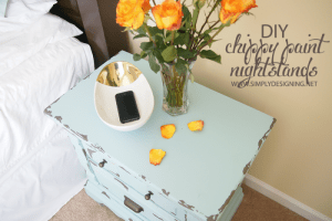 Turquoise Painted Nightstand Chippy Paint Nightstands + HomeRight FinishMax Pro Giveaway 9 Ombre Herringbone Plant Stand