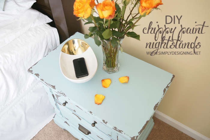 Turquoise Painted Nightstand Chippy Paint Nightstands + HomeRight FinishMax Pro Giveaway 9 grey bedside table