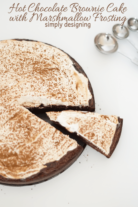 Hot Chocolate Brownie Cake with Marshmallow Frosting