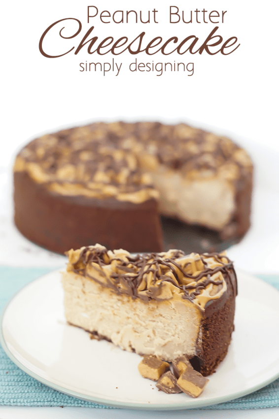 This Peanut Butter Cheesecake is amazingly delicious and rich.  It will completely knock-your-socks off!  It is creamy and flavorful and the peanut butter cups on top provide an amazing contrast to the bold and creamy center