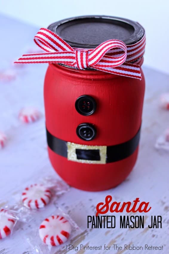 Santa Painted Mason Jar 1