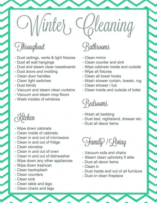 Winter Cleaning Checklist