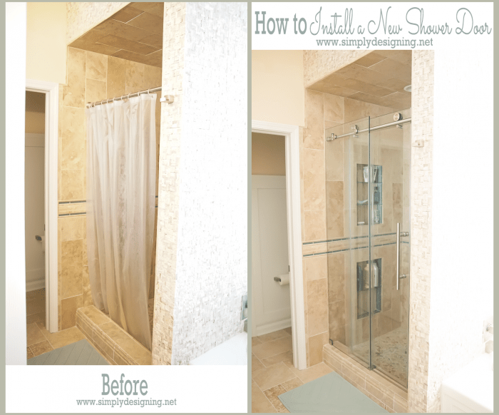 Before and After - New Glass Shower Door