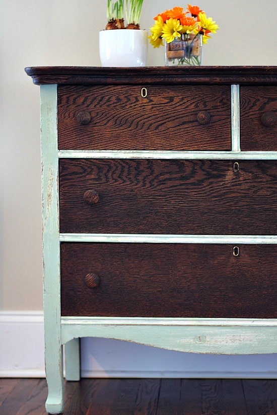 Dresser-Makeover-with-Kona-stain-and-Creme-de-Menthe-chalk-based-paint