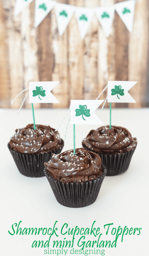 Shamrock Cupcake Topper and Mini Garland