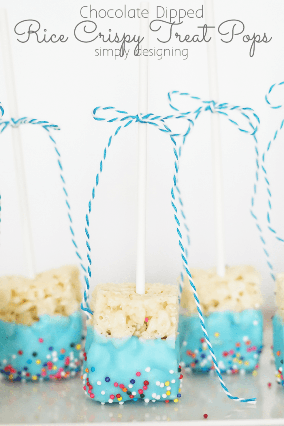 Rice Krispy Treat Pops Dipped in Chocolate on a Stick