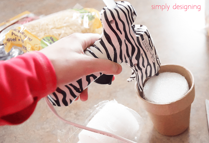 Glue Styrofoam into Pot