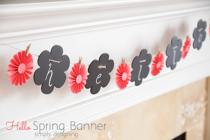 Hello Spring Garland with Rosettes and Chalkboard Flowers