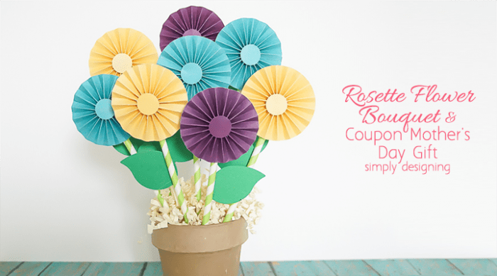 Mothers Day Gift with Rosette Flower Bouquet and Coupons Mother's Day Gift: Coupon Rosette Flowers 9 Christmas Gift Ideas Under $25
