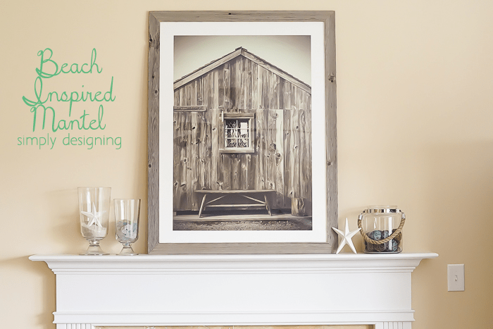 Coastal Mantle Decor with Fish Net and Starfish