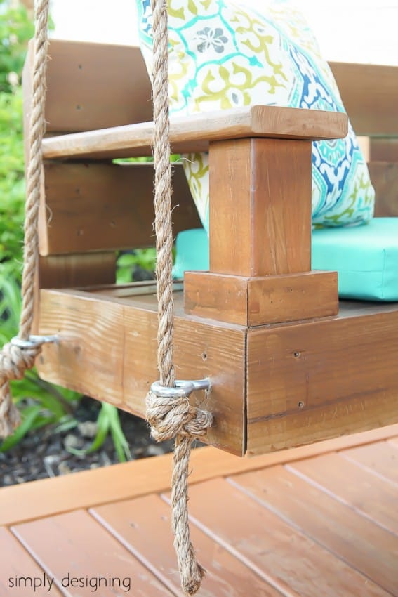 Build a porch swing easily with these free DIY plans. Get a list of cuts, supplies, and measurements for the perfect swing and you can start building your own swing this weekend.