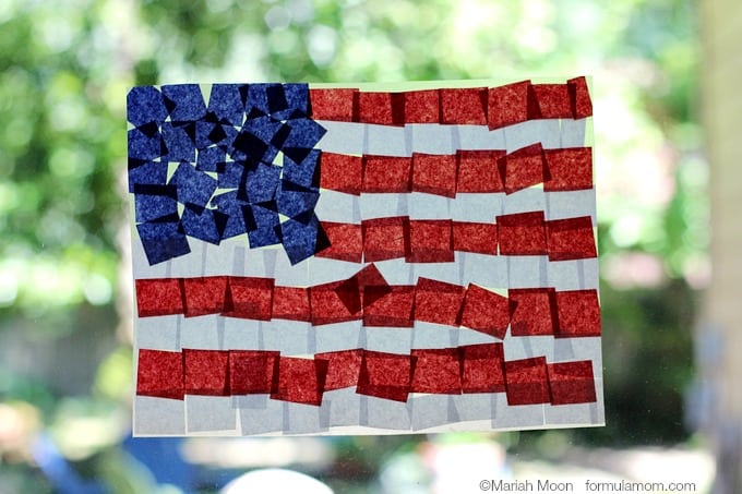 Fourth-of-July-Crafts-Tissue-Paper-Flag-Suncatcher