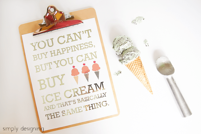 Ice Cream Foiled Artwork with free printable