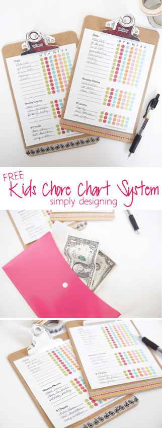 collage of chores for kids on chore chart printable and envelope money system