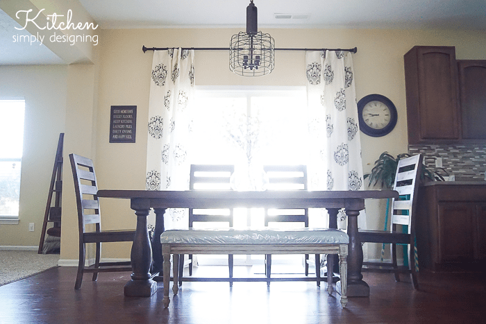 kitchen with table on foreground