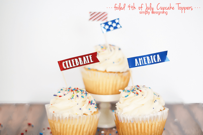 foiled 4th of July Cupcake Toppers