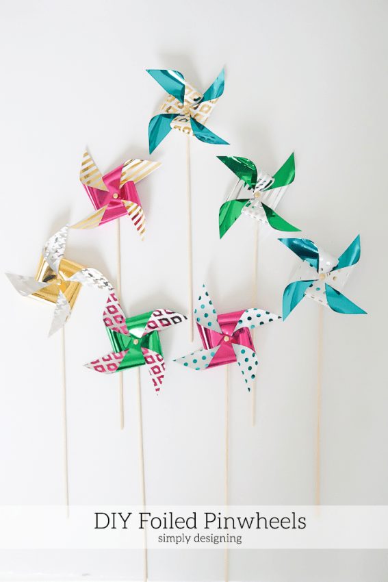Cute foiled pinwheels that you can make yourself