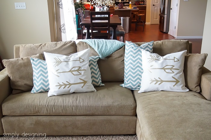 DIY Gold Arrow Pillows