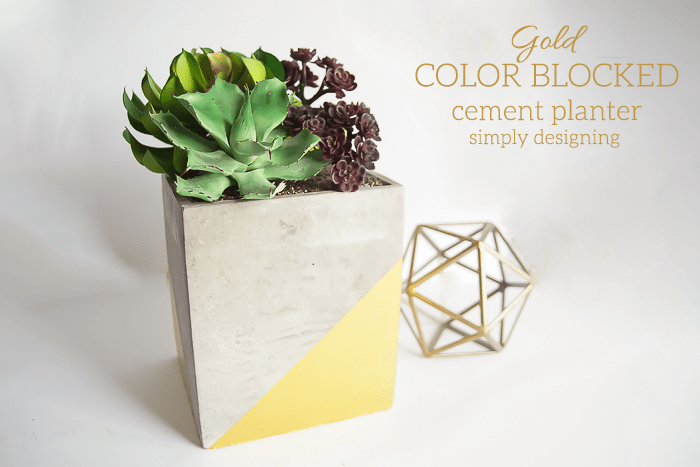 Gold Color Blocked Cement Planter