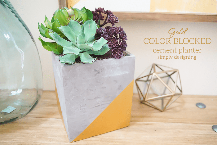 Gold Colorblocked Cement Planter