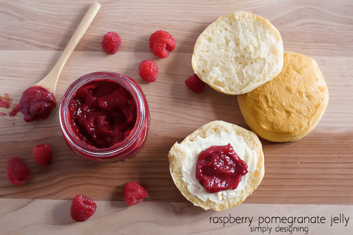 Raspberry Pomegranate Jelly served on biscuits