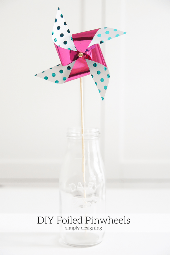 The cutest DIY Foiled Pinwheels ever - super cute and so simple to make