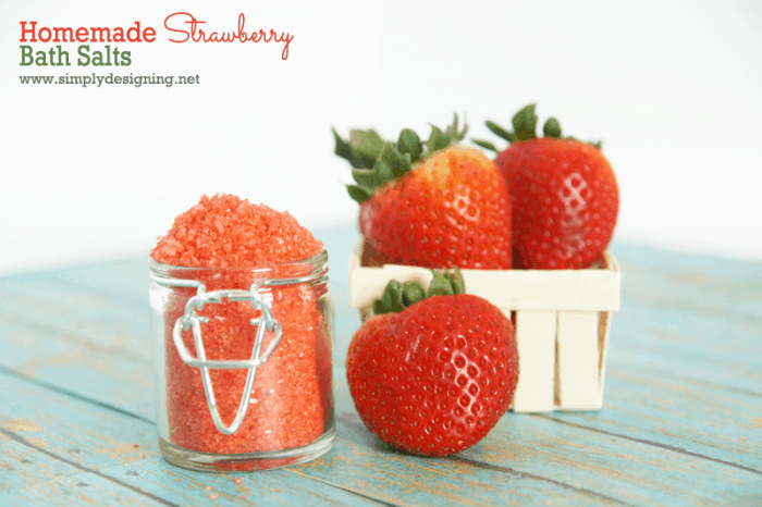 strawberry bath salts horizontal sd | Homemade Strawberry Bath Salts | 40 | Christmas Gift Ideas Under $25