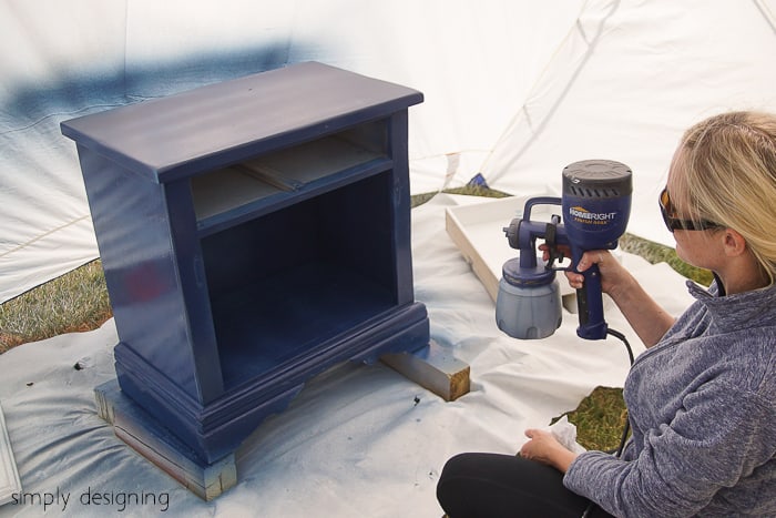 Spray furniture with paint sprayer