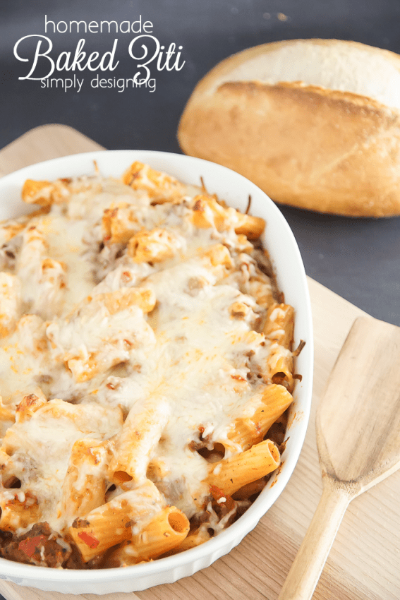 Homemade Baked Ziti Recipe - this is so simple and one of our favorite meals