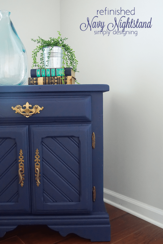Navy Refinished Nightstand - great transformation of a thrift store find