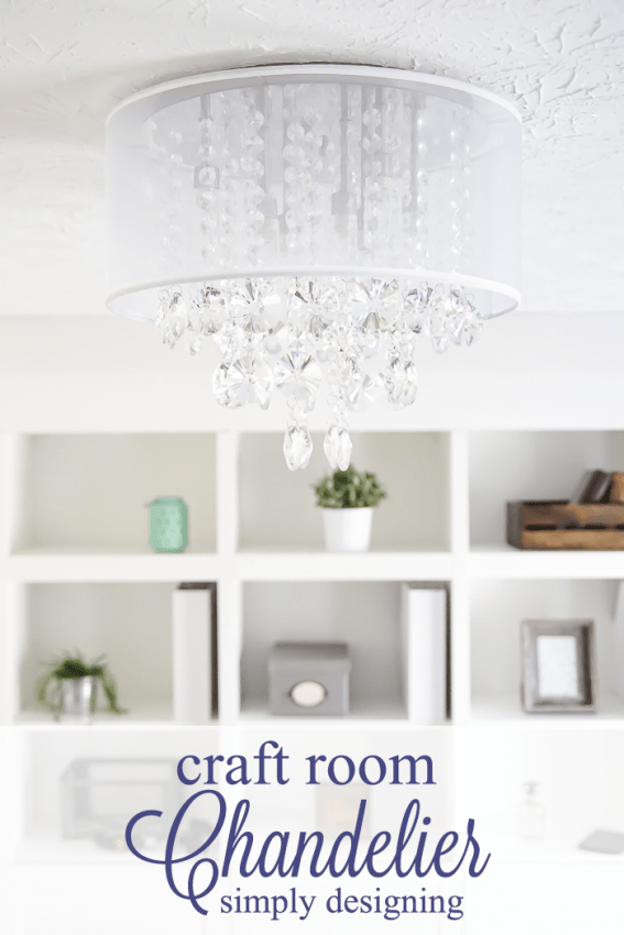 New Light Fixture - a perfect chandelier for a craft room or feminine office space