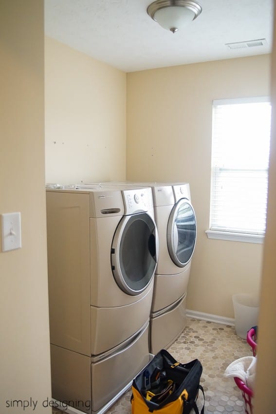 Laundry Room Make-Over - this simple hack added so much storage and a beautiful new look to my laundry room