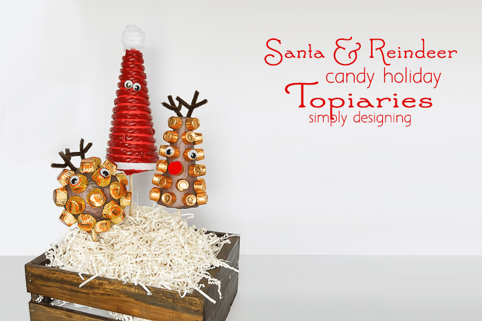 Santa and his Reindeer Candy Holiday Topiaries - such a fun holiday decoration and a great way to use left over candy