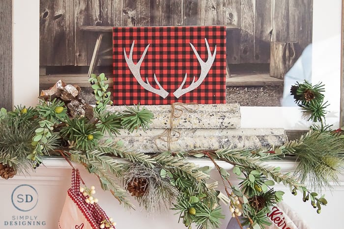 Buffalo Check Antler Decor